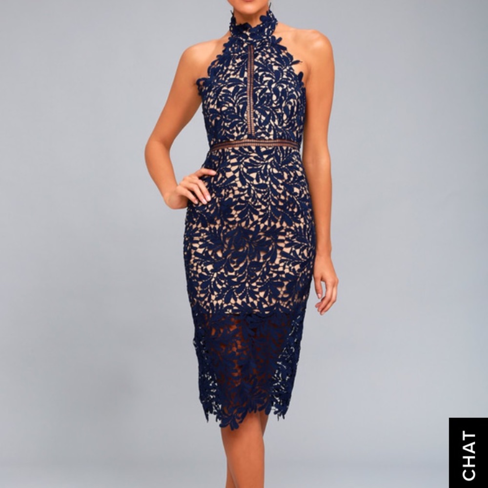 Lulu’s Navy Lace Midi Dress